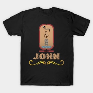 JOHN-American names in hieroglyphic letters-JOHN, name in a Pharaonic Khartouch-Hieroglyphic pharaonic names T-Shirt